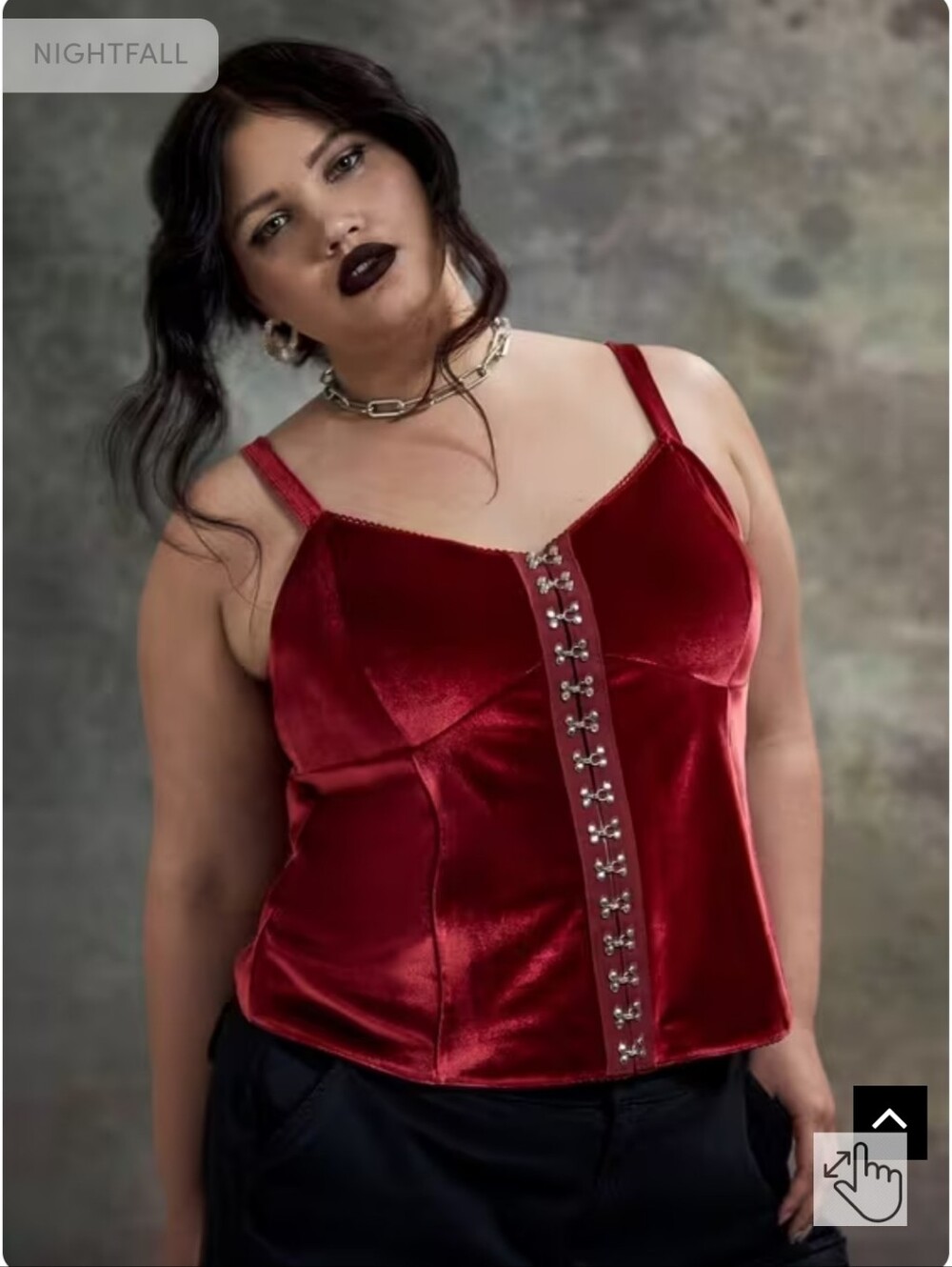 NWT Nightfall Red Velvet Hook & Eye Cami